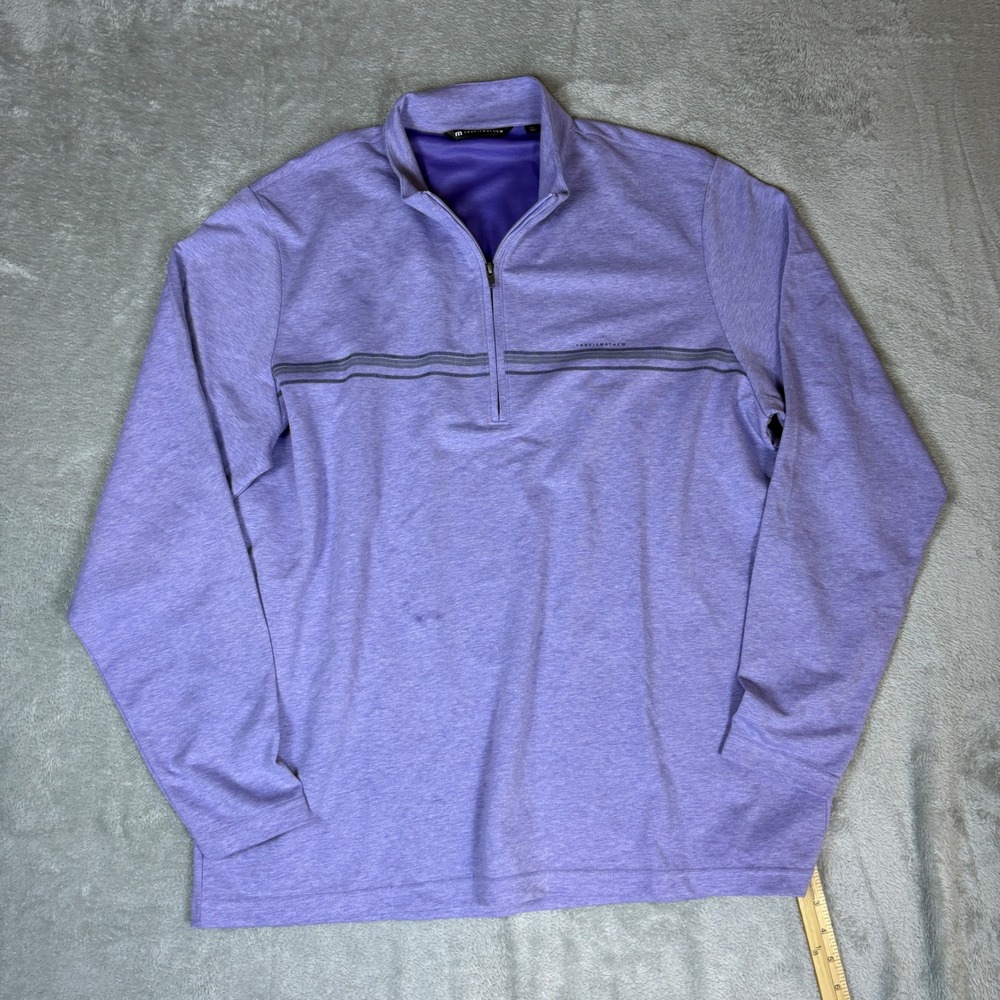TravisMathew Sweater Mens XXL 1/4‎ Zip Pullover Purple Heather Golf Stretch